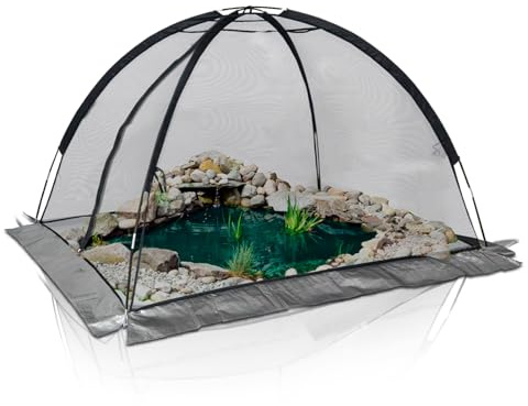 Kapler Pond Cover Net, 10x8FT Pond Cover Netting for Outdoor, Pond Cover Pond Dome with Zipper and Stakes, Pond Protector for Koi Ponds, Plants and Vegetables Protective Tent