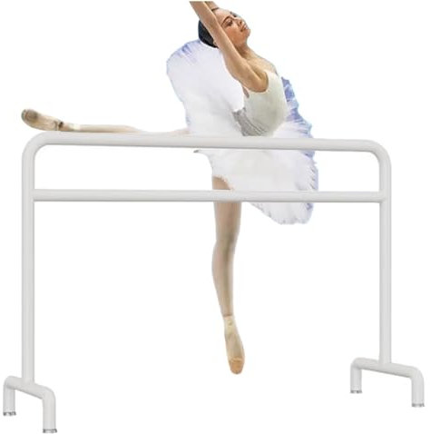 HamoM Ballettstange Doppelschichtige Ballettstange aus Metall und Eisen, Mobile Beindruckstange für Haushaltstanzstudio, Höhe 80–105 cm (Color : White, Size : 2.5M/8.2FT)