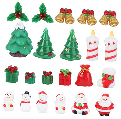 Ciieeo 23 Stück Stilvoller Weihnachtsfiguren aus Kunstharz mit Schneemann und Zug Langlebig und Verblassend als Miniatur Weihnachtsdeko für Kleiner Gärten Zufälliger Stil