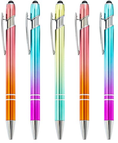 ENLACE 2 in 1 Soft-Touch-Kugelschreiber Set, 5 Stück Hochwertig Ergonomisch mit Touchpen, Metall Kuli für Büro und Haushalt