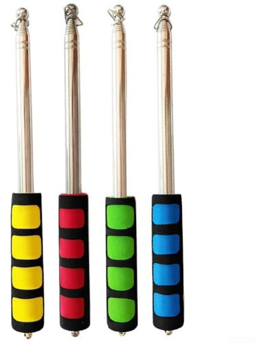 Asta de para bandera de acero inoxidable con mango flexible, palo telescópico de mano de 2 m (azul+negro)