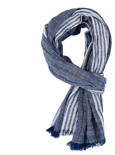 Naoyoshi - Bufanda de algodón y lino a rayas para hombre, bufanda cálida de pashmina, chales de moda para hombre