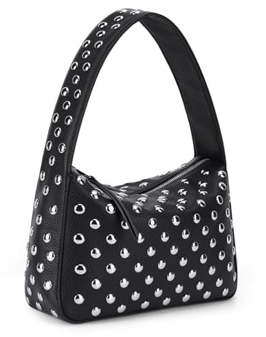 GSenhui Nieten Handtasche Klein Y2K Shoulder Bag Hobo-Schultertasche Wildleder Umhängetasche Handbags Studded Purses Coole Sachen für Mädchen Schwarz