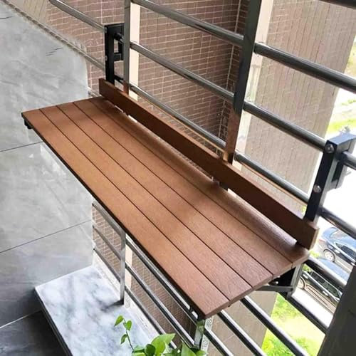 Hängetisch für Balkongeländer, hängender Balkontisch, hängender Halbtisch, Balkon-Stehtisch für Geländer, wandmontierter klappbarer Beistelltisch, verstellbare hängende Tischplatten, wandmon