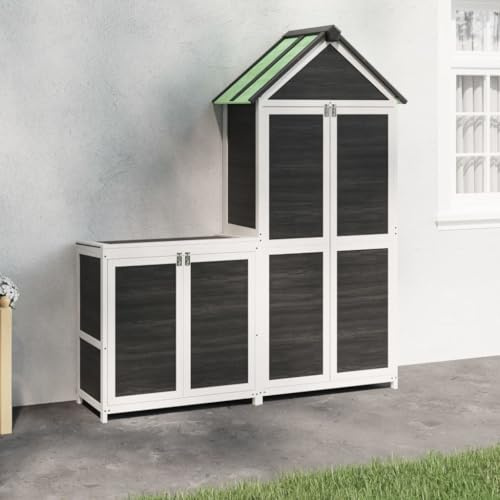 Furniture Item Home - Juego de 2 cobertizos de madera maciza de pino gris