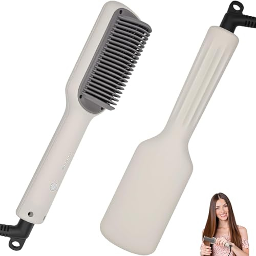 TANSHINE Liten plattborste för resor, plattång borste, mini plattång lockar utjämningsborste, 30 s snabb uppvärmning, 5 temperaturinställningar 130 ℃ – 200 ℃, Travel Hair straight brush