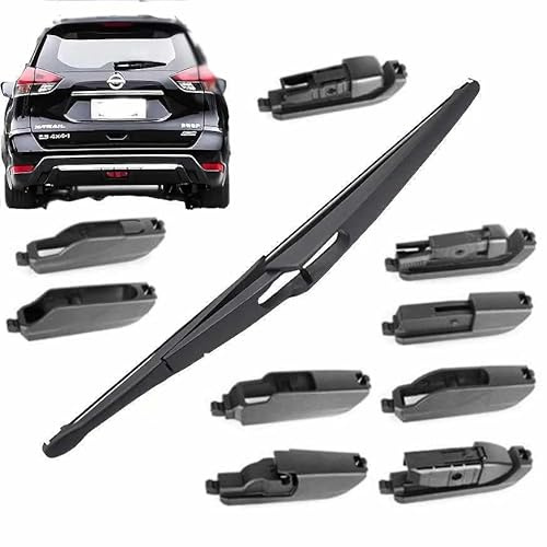 AUTOZOCO Escobillas limpiaparabrisas coche trasero 30 cm, escobilla cristal trasero 30 cm, escobilla trasero multi adaptador, Compatible con la mayoría vehículos, Incluye 10 adaptadores