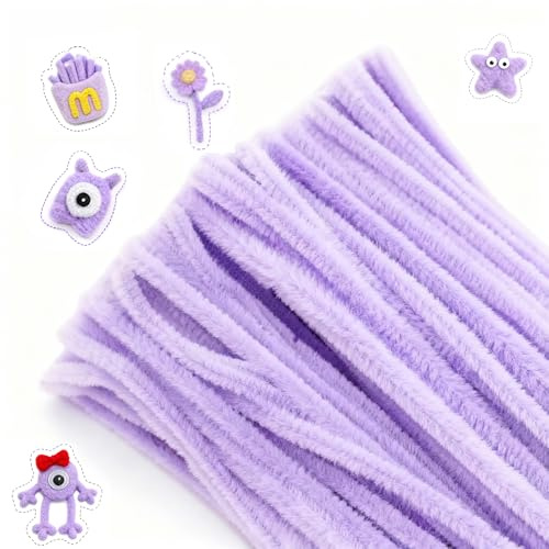 G2PLUS 100PCS Scovolini Ciniglia Lilla,Scovolini per Lavoretti | Filo Ciniglia per Fiori Fai da Te,Biglietti d'Auguri,Scrapbooking,Accessori e Hobby Creativi