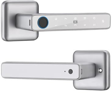 VEKELETE TTLock App Smart Fingerprint Password RFID Card Serratura a catenaccio Singola for Porta Interna in Legno e Metallo(Silver)