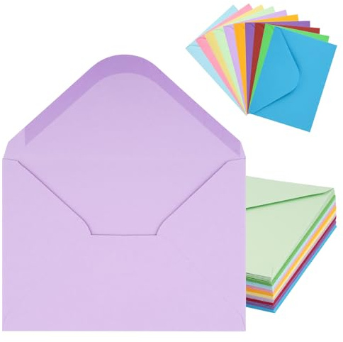 50 Stück Briefumschläge, 120 g/m² Umschläge, 12,5 x 17,5cm, 10 Farben | Nassklebung Spitzklappe kuvert for Grußkarten，Hochzeit Einladung, Geburtstagskarten