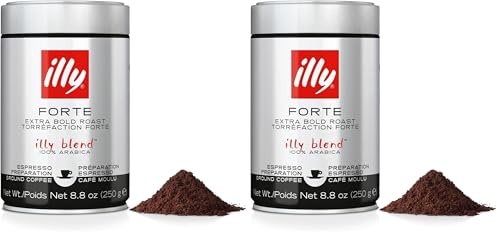 illycaffè Café molido para Espresso, Tueste Fuerte, Lata de 250 gramos (Paquete de 2)