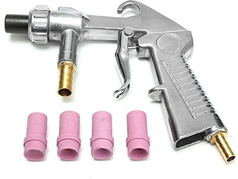 Generic Sandblasting Set Compressed air, high-Pressure Cleaning and dusting Spin, sandblasting Pistol kit with Rubber Hose with nozzles of Different calibers an air Connection Nipple