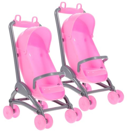 ifundom 2Pcs Miniature Carriage Simulation Stroller Cute Doll Pram for Role Play Educational Fun Imagination Boosting for Birthdays Parties