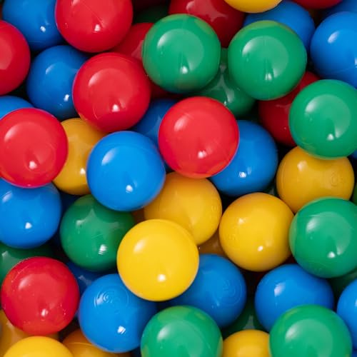MISIOO Bälle für Bällebad 1200 stück - Mehrfarbig Bällebad Bälle - Ø 6 cm - Plastikbälle hergestellt aus 100% LDPE - Spielzeug Baby - Rot/Grün/Blau/Gelb