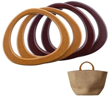 Manico in Legno per Borse a Cerchio e a Maglia All'Uncinetto - Ricambio Artigianale per Borse da Spiaggia, in Paglia e con Manici - Universale per Progetti di Cucito e Crocchè