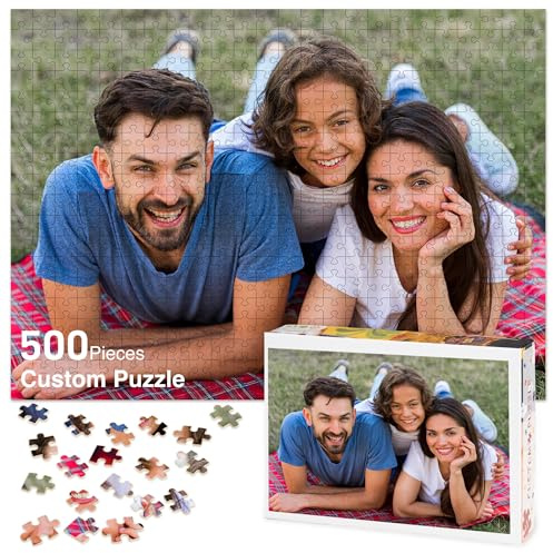 Easycosy Personalised Photo Jigsaw Puzzle 1000/500/300 Pieces for Adults Custom Picture Text Birthday Anniversary Memorial Personalised Gifts for Women Men Her Him Family Kids - Horizontal/Vertical