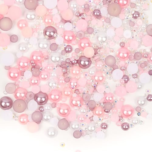 30 g Schmucksteine ​​zum Basteln, gemischte rosa Strasssteine, flache Perlen in verschiedenen Größen, rosa Kunstharz-Schmucksteine ​​für DIY-Nagel-Make-up, Kunsthandwerk, Scrapbooking, Verzierungen
