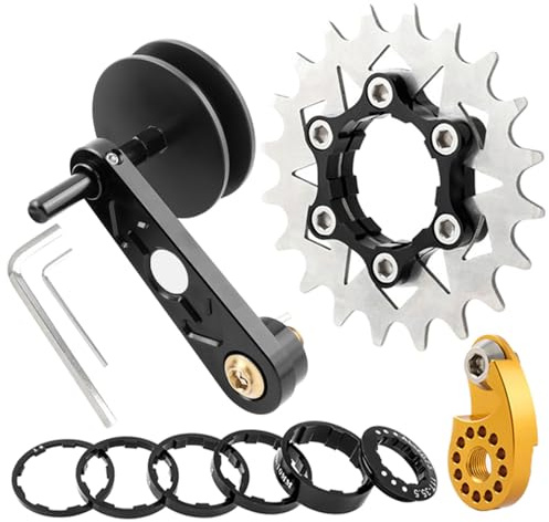 MALSSE Tensor de cadena para bicicleta de carretera, guía de cadena de ajuste de una sola velocidad, tensor de una sola velocidad, convertidor de cassettes, bicicleta de engranaje