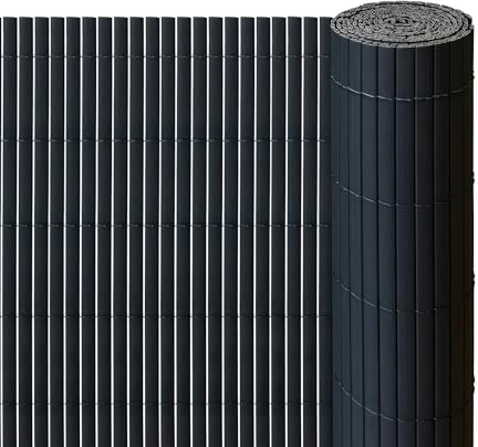 taplzmg PVC Sichtschutzmatte 120 x 400 cm, Doppelte Verstärkung Sichtschutzzaun, Bohren mit Kabelbindern, Wasser- und winddichter Sichtschutz für die Gartenterrasse, Anthrazit