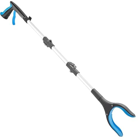 NIUSABOU Behinderte Handschellen, Robuster, Faltbarer Abfallgreifer, breite Backe, Langer Griff, 109,2 cm, Mehrfarbig(Blue)
