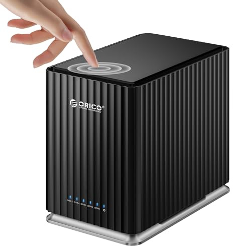 ORICO 5 Bay Festplattengehäuse, USB 3.1 Typ-C Werkzeugloses Externes HDD-Gehäuse DAS mit 12V/10A Netzadapter für Persönliches Datenmanagement-9758C3