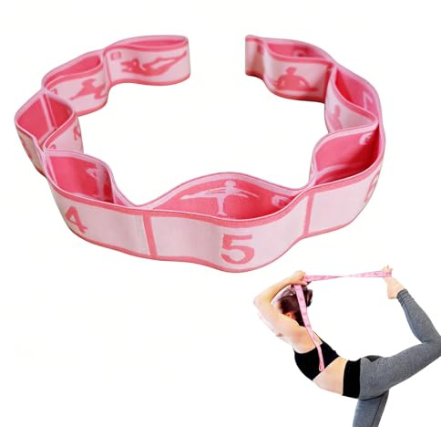 Sangle de Yoga,Sangle Élastique,Bande D'étirement de Yoga, Bande de Fitness hautement Élastique avec Boucles, Bande de Gymnastique Élastique pour Pilates Yoga Ballet Danse,avec 8 Boucles