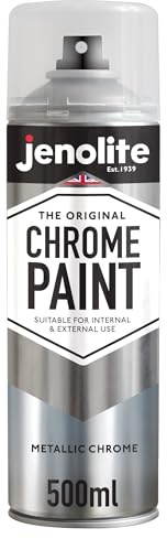 JENOLITE Chrome Spray Paint - 500ml | Smooth Metallic Silver | Chrome Colour | Multi-Surface Paint For Metal, Wood, Plastic, Ceramic | Suitable For Interior & Exterior Use | Multi-Surface Smooth Metallic Silver Chrome Paint, for Metal, Wood, Plastic, Ceramic - Suitable For Interior & Exterior Use