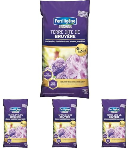 FERTILIGENE NATUREN FBRU6P -Terre Dite de Bruyère, Hortensias, Azalées UAB 6 L -Adaptée aux Plantes acidophiles -Terre de bruyère avec Engrais Organique -Floraison Plus abondante - Fabriqué en France