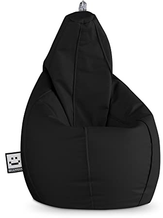 Pouf Poltrona Gigante a Sacco con Imbottitura per Sedersi Grande Puff per Bambini Adulti Morbido Puffo Bean Bag Chair per Salotto Lettura Nero XXL