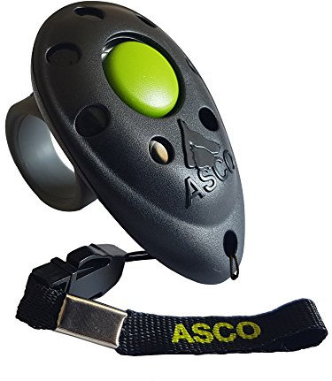 ASCO Finger Clicker, Premium Clicker für Clickertraining, Hunde Katzen Pferde Profi-Clicker, Hundetraining Klicker, schwarz, ASCO-01F