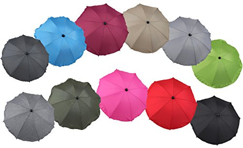 CLAMARO Suncover Sonnenschirm für Kinderwagen, SilberGrau V2, Quick Release | Schützt vor Sonne, Regen und Wind, Metallklemme mit Anti-Rutsch-Gummi, passt bis Ø 3 cm Rohrdurchmesser, Schwanenhals 360°