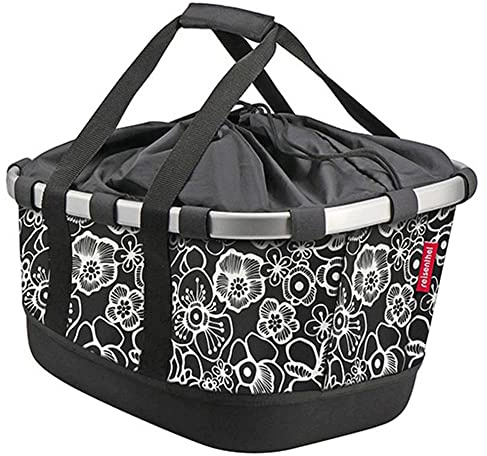 KLICKfix Unisex – Erwachsene Bikebasket Fahrradkorb, Fleur schwarz, Maße: 33 x 27 x 42 cm