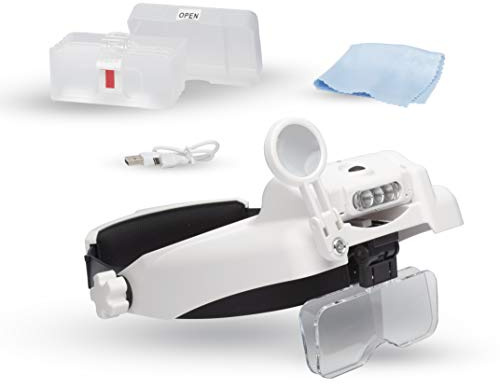 Lightcraft LC1769USB Loupe Frontale à LED Professionnelle avec grossissement bi-Plaque et loupe