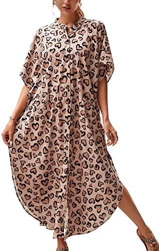 YouKD Vestido Bohemio Estilo Kaftan con Mangas de murciélago Talla Grande Ropa de casa Bata de Playa para Mujer