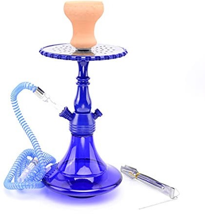 chicha Fait Main Verre Arabe Acrylique Narguilé D'eau Chicha avec 1 Tuyaux Base en Verre Convient a Familles, Hôtels, Bars, Clubs (Color : Blue)