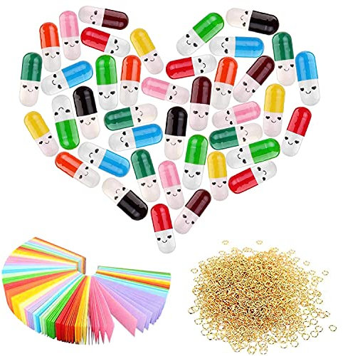 Prmape 200 cápsulas duras con Letras de Mensaje, Lindas cápsulas Coloridas con Caras sonrientes, Cartas de Amor, Notas de Amistad o Regalos
