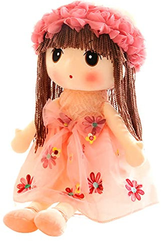 BYNYXI Stoffpuppe Mädchen, 45cm Kuschelpuppe Weiche Stoffpuppe mit Haar Plüschtier Gefüllte Puppe Plüsch Stofftier Mädchen Kuschelpuppe Taufgeschenk Plüschtier Plüsch Spielzeug für Kinder Mädchen