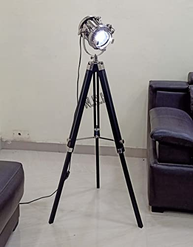 Lampadaire moderne en métal industriel avec trépied E26 - Lampe de lecture rustique réglable pour chambre à coucher, bureau