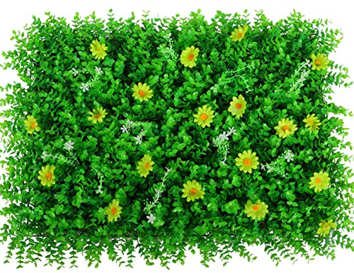 QIAOH Artificial Boxwood Panels Topiary Hedge Plant 12PCS, Grass Backdrop Wall Decor Faux Grass Wall Panel, Green Hedge Backdrop Wall, Green Boxwood Wall Mat, Artificial Wall Hedge