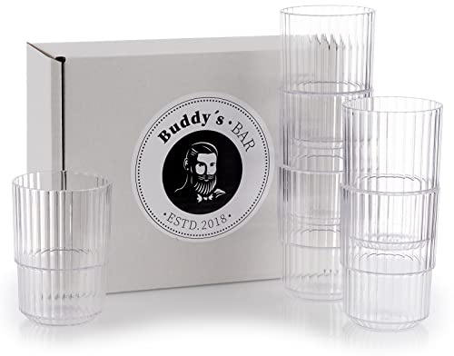 Buddy's Bar - Juego de 6 vasos de plástico Tritan de 0,22 litros, sin BPA, apilables, vasos reutilizables irrompibles, reutilizables y aptos para lavavajillas, 220 ml
