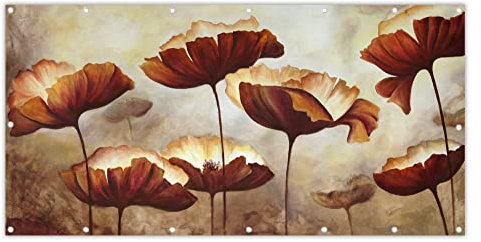 MuchoWow® Balkon Sichtschutz Sichtschutzmatte Balkonbanner Abdeckung für Terrasse Balkon Windschutz Blickdicht Wetterfest 200x90 cm Malerei - Blumen - Ölfarbe - Pflanzen