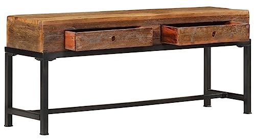 Makastle Fernsehschrank Fernsehtisch Lowboard Wohnzimmer Schlafzimmer TV-Schrank TV-Board TV-Bank TV-Regal, 110x30x46 cm Altholz Massiv