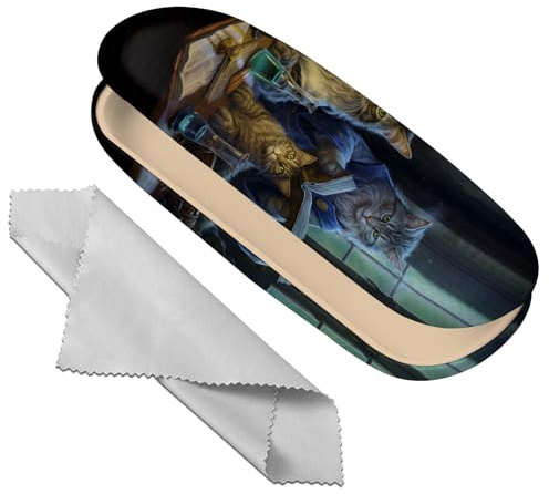 Deokke Brillenetui, Hartschale, Brillen-Schutzhülle, Brillenhalter-Box mit Reinigungstuch für Damen und Herren, niedlich