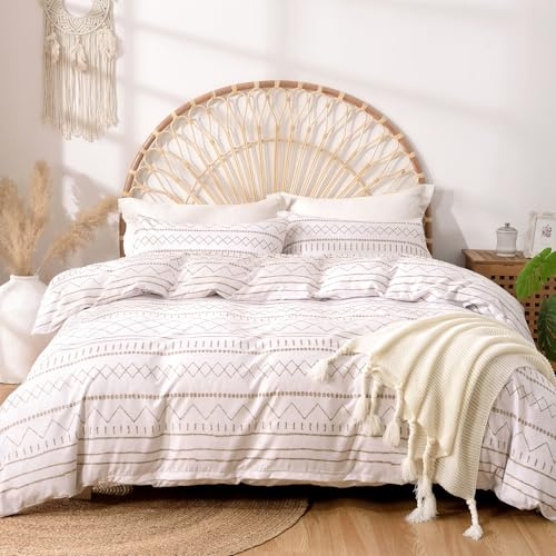 Tokokimo Funda Nórdica Cama 135/150, Funda Nórdica 220x240, Bohemio Patrón Microfibra Funda Edredon 3 Piezas Compuesto por 1 Funda Nordica 220x240 + 2 Fundas de Almohada 50x75, Línea Beige