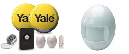 YALE HSA APP ENABLED ALARM KIT (ROUND SIREN) & B-HSA6030 Alarm Accessory Wire free PIR, Pack of 3, Motion Activated, Accessory for HSA Alarms, White