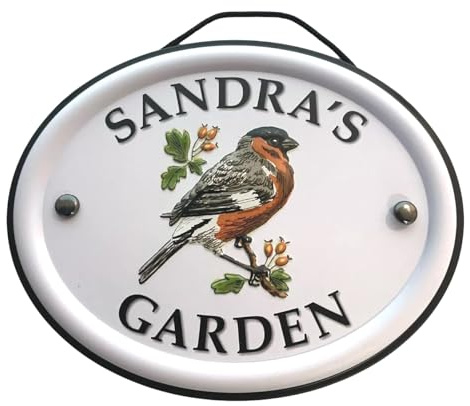 Personalisierbares Gartenschild zum Aufhängen im Freien, Blechschild, geprägtes Metall, Wandschilder Sandra's Garden