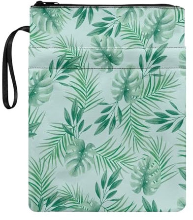 Dolyues Green Leaf Buchhülle mit Reißverschluss, Buchhülle für Hardcover-Bücher, Bibel, waschbar, schützende Lehrbuchhüllen für Erwachsene, Jugendliche