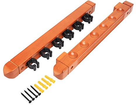 Rtppyakk Billard-Queue-Rack Aus Hartholz Zur Wandmontage, Pool-Queue-Rack, 6 Clips, Billardhalter, ZubehöR,