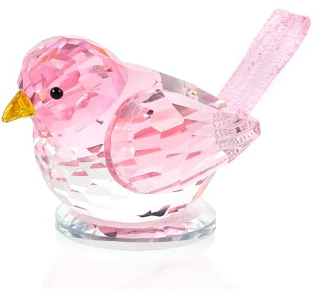 Ornalrist Crystal Pink Bird Figurines Gifts for Women Collectible Ornaments | Glass Pink Bird Figurines, Gifts for Girls Animal Lovers, Table Centerpiece Home Decorative Paperweight on Birthday Christmas