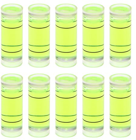 sourcing map Lot de 10 petites fioles cylindriques de niveau à bulle en PMMA 9 x 25 mm - Mini niveau à bulle horizontal - Outils de mise en page pour camping-car, TV, cadre photo - Outil de mise en